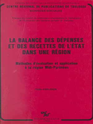 cover image of La balance des dépenses et des recettes de l'État dans une région